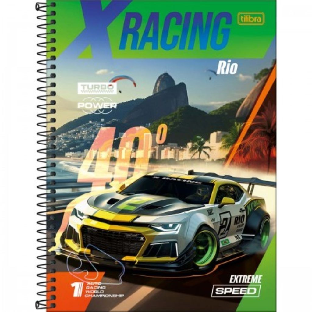 Caderno De 10 Materias Masculino X-racing 160fls Capa Sortida em Oferta na Shopee