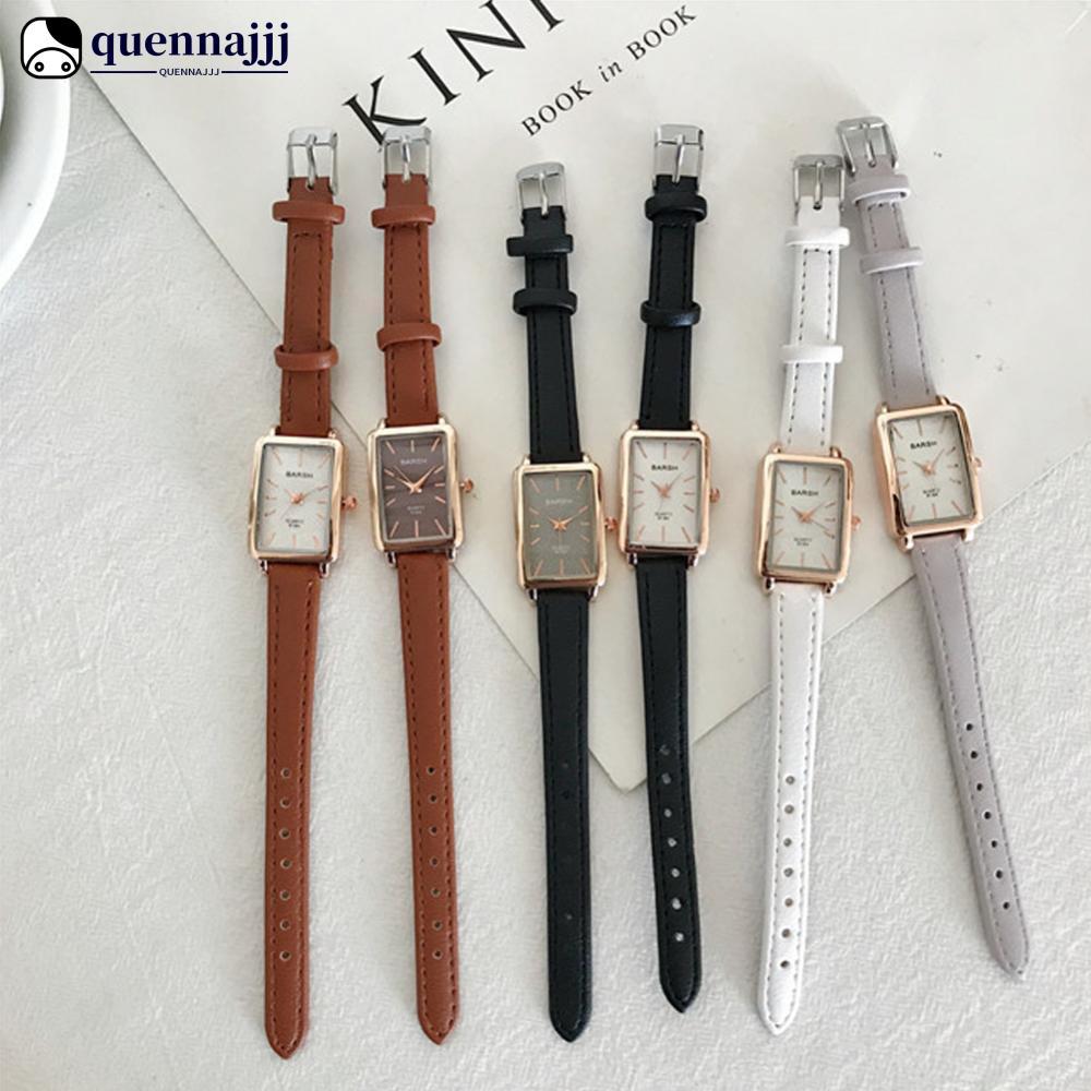 QUENNA Moda Feminina Retro Simples Chique Relógio De Quartzo Pulseira De Couro Retângulo C6D4