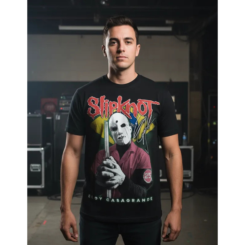 [Camiseta Premium em Algodão Puro]TT Camiseta Slipknot camisa baterista Eloy Casagrande Banda de Rock KNOTFEST