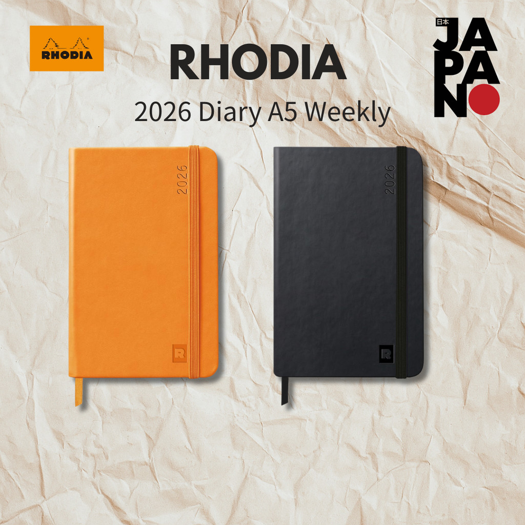 Rhodia 2026 January Start Planner Diary A5 Weekly Left Type Web Planner Weekly Horizontal Aubergine cf117053, Orange cf1