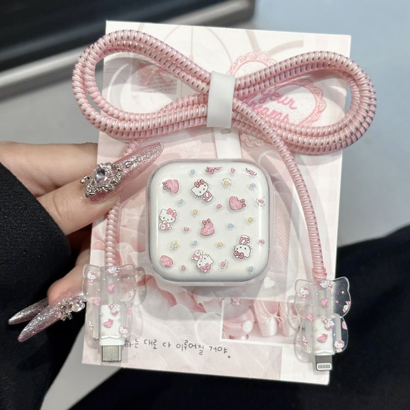 Olá Kitty Cabo De Dados Capa Protetora 40W Protetor Compatível Para iPhone 40W Carregador Dos Desenhos Animados Bonito K em Oferta na Shopee