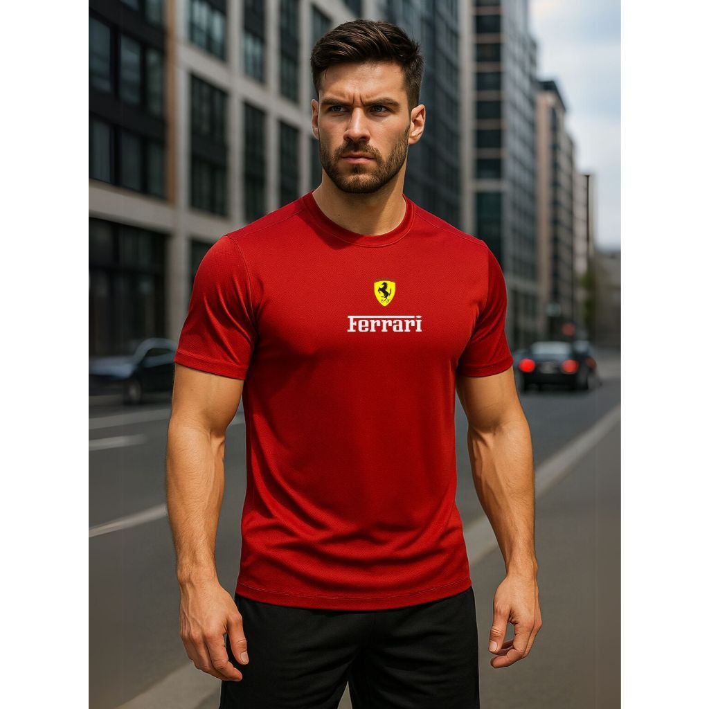 Camisa Masculina Dryfit Antiodor Treino Fitness Academia Ferrari 01 Camiseta Blusa Elastano