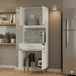 Armário de Cozinha Vertical Paneleiro com Espaço para Micro-ondas Torre Quente Bonatto