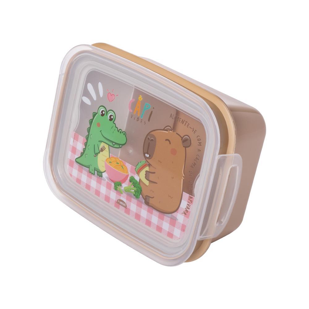 Marmita Hermética Capivara com Divisória Lancheira Plasútil em Oferta na Shopee