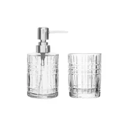 Conjunto 2 Peças para Banheiro Calcutá de Vidro Lyor Kit Acessórios Porta Sabonete Escova Organização Lavabo Elegante