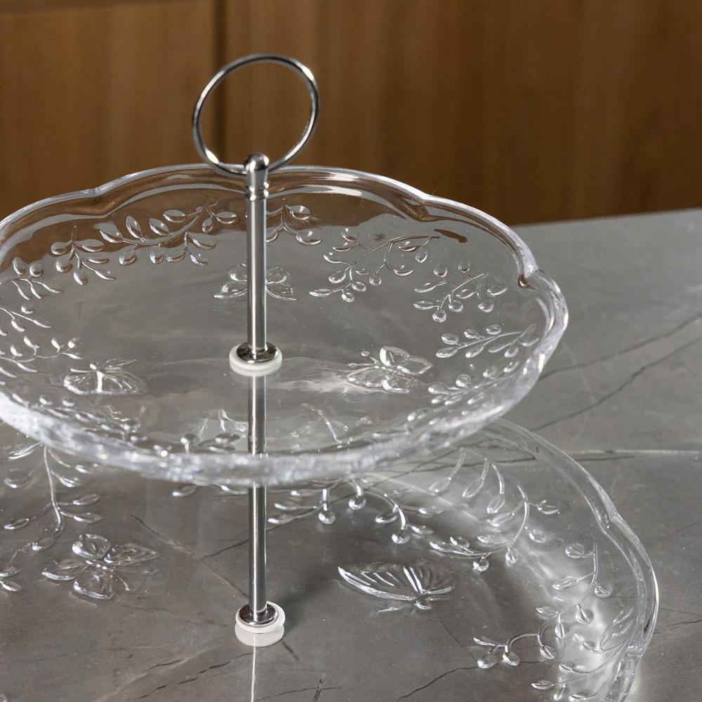 Prato para Doce 2 Andares New Butterfly 20cm/26cm Cristal em Oferta na Shopee