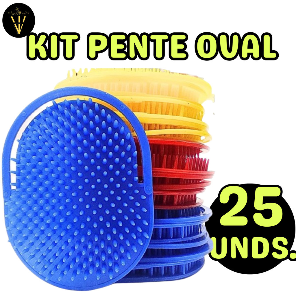 Kit 25 Pente Oval Escova Pata Pata  c/ 25 Unidades - Cabelo Masculino Cabelo Curto