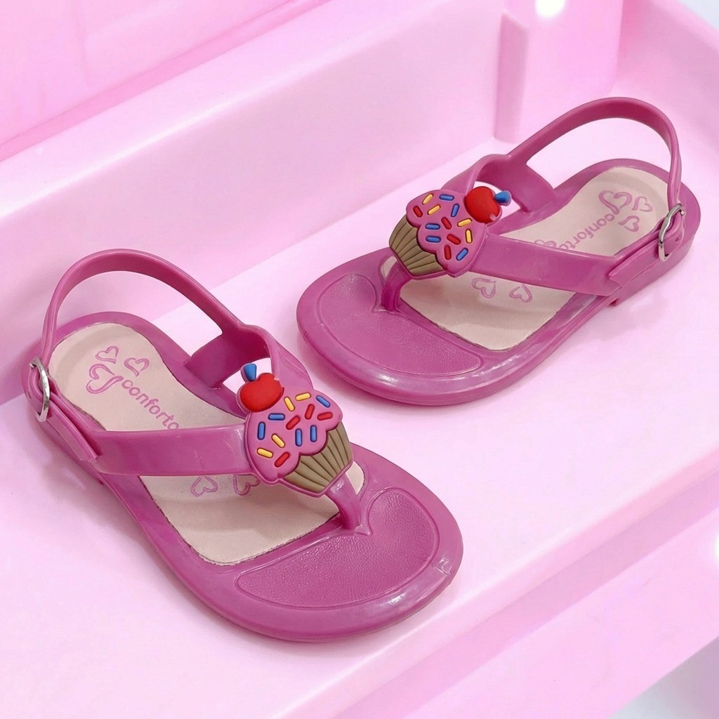 Sandália Infantil Menina Rasteira Dedinho Flexível Leve Confortável Várias Cores em Oferta na Shopee