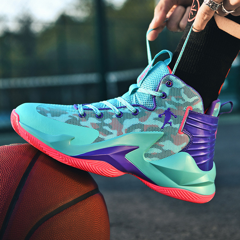 Esportes ao ar livre malha tênis de basquete sapatos esportivos antiderrapante competição sapatos de treinamento