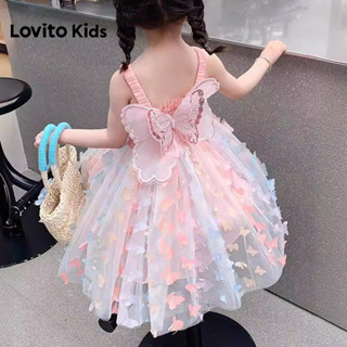 Lovito Kids  Vestido de Festa Elegante em Malha Contraste Borboleta Primavera/verão Rosa para Menina LNL136169 em Oferta na Shopee