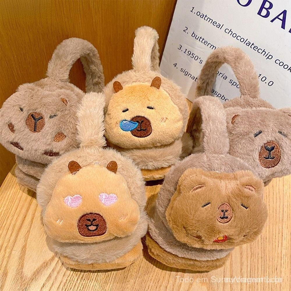 BLING Orelha Quente Earmuffs , Capivara Pelúcia Capa Calor , Dos Desenhos Animados Macio À Prova De Vento Inverno Earfla