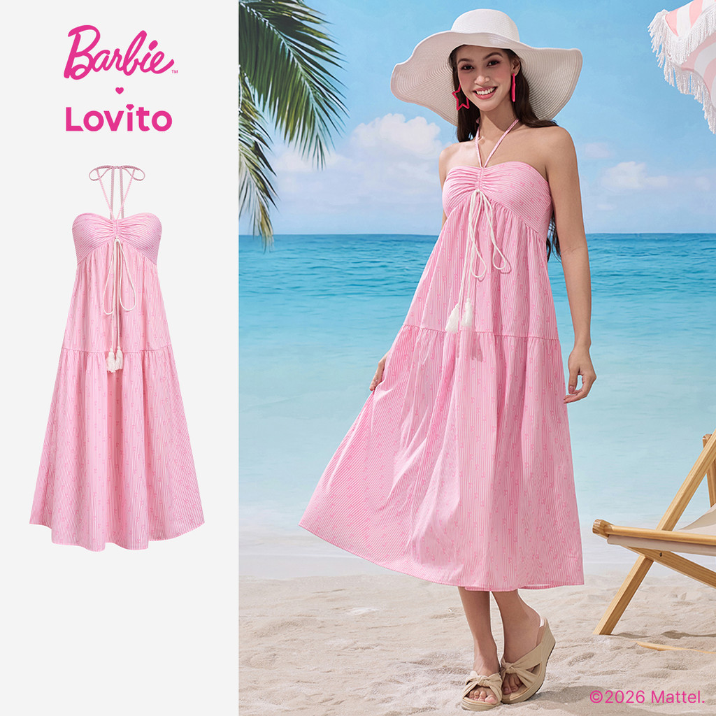Barbie™ X Lovito Vestido Boho Colorblock Primavera/verão Rosa para Mulheres LB1AD044 em Oferta na Shopee