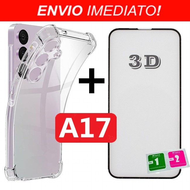 Película De Vidro 3D + Capa Capinha Transparente Para Samsung Galaxy A17