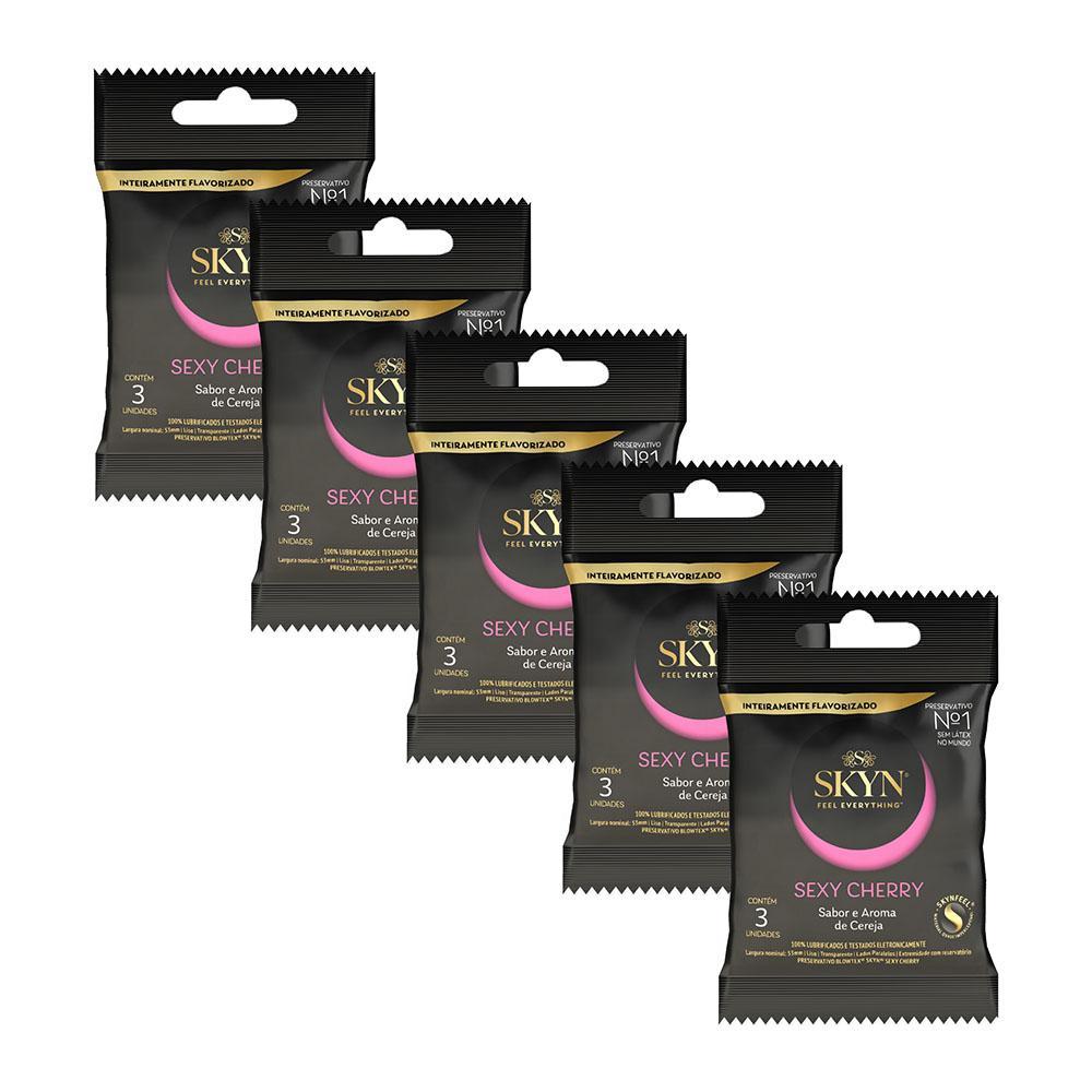 Kit 5 Pacotes Preservativo SKYN Sexy Cherry C/ 3 Unidades Cada em Oferta na Shopee