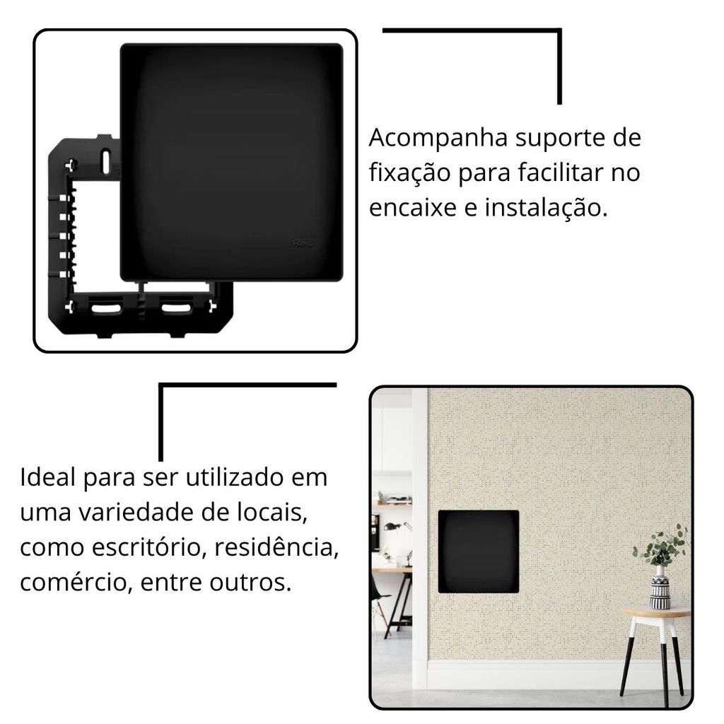 Placa Espelho Cega Preto 4x4 Fame