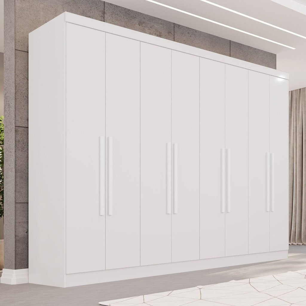 Guarda-Roupa Casal 8 Portas 4 Gavetas França Espresso Móveis Branco em Oferta na Shopee