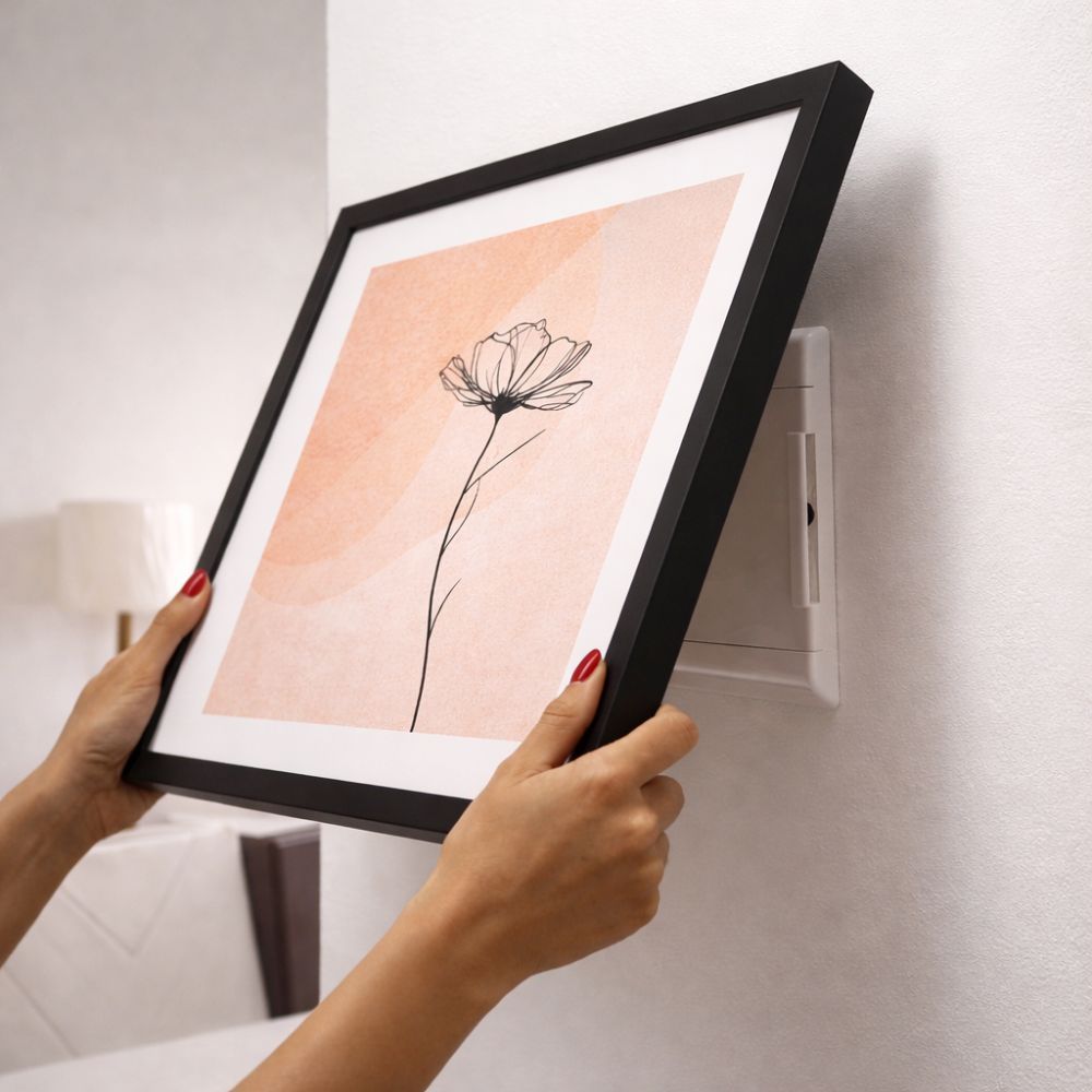 Quadro Resina para Caixa de Luz Flor - 50X50 Quadro para Cobrir ou Esconder Caixa de Luz Decorativo