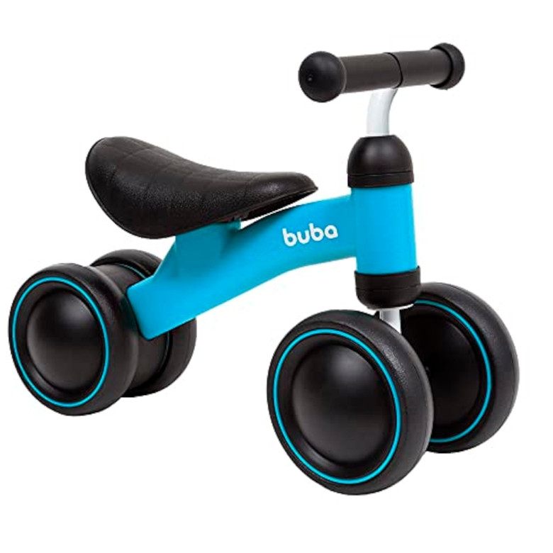 Bicicleta Buba de Equilíbrio (Azul) 4 rodas para Bebês sem Pedal +12 Meses Coordenação Motora