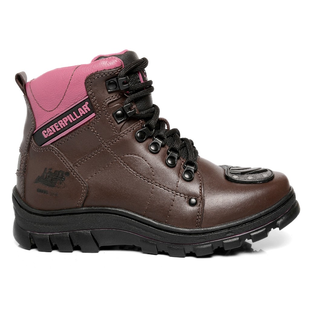 Bota Motociclista Coturno Cat Feminino Caterpillar Botinha Moto Couro!