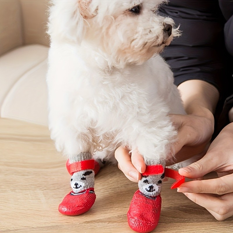 Meias Impermeáveis Ajustáveis Para Cães Com Sola De Borracha Antiderrapante – Proteção Respirável Patas Raças Pequenas A