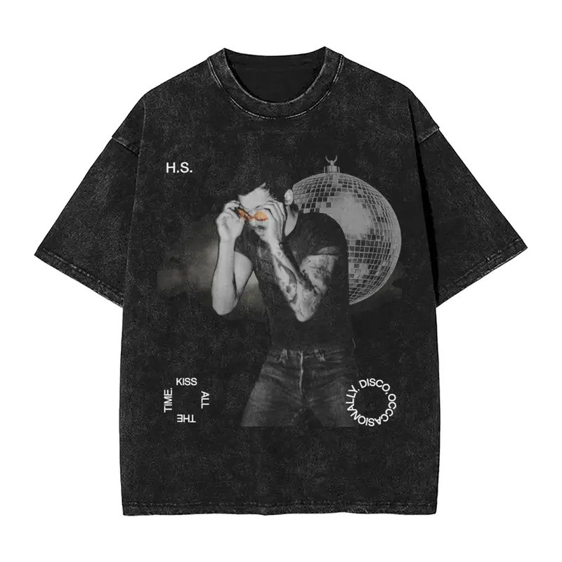 Camisetas Harrys Styles Kiss All the Time Disco Ocasião Camiseta Abertura Streetwear Manga Curta De Verão Para Homens