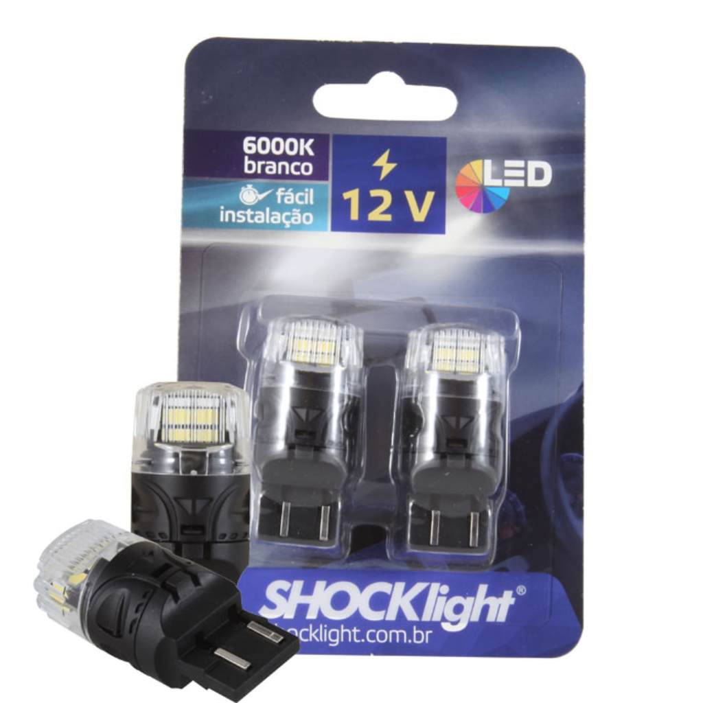 Par de Lâmpadas Led T20 - 16 Leds - 2835/4216 2-Polos 12V Branco SHOCKLIGHT - SLL-127443-BC