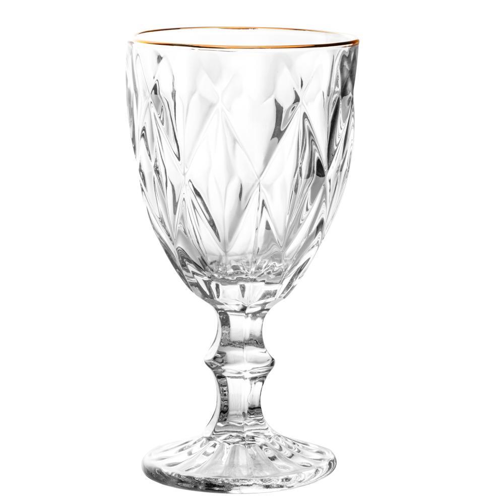 Taça para Água Lyor Diamond de Vidro Dourado 330ml em Oferta na Shopee