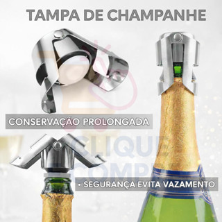 Kit 1/6 Tampas de Pressão para Garrafa de Champanhe em Aço Inox Tampa para Espumante em Oferta na Shopee