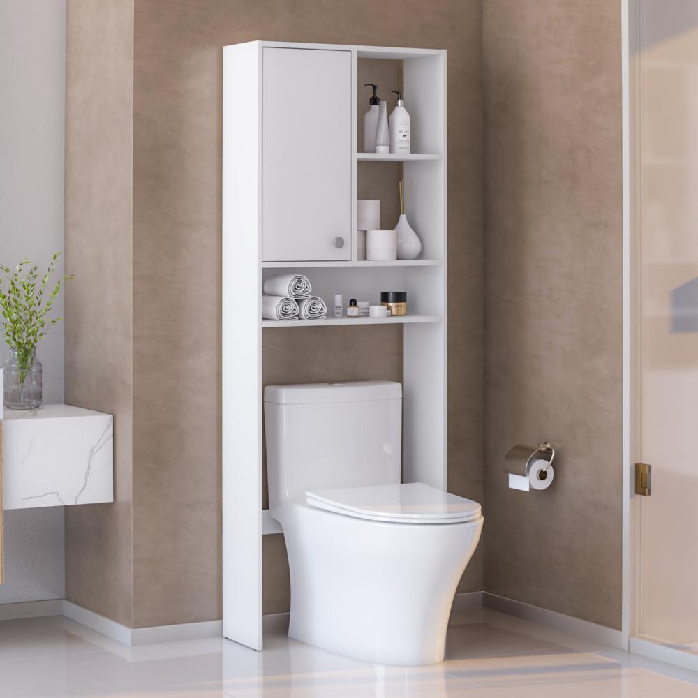 Armário de Banheiro para Vaso Sanitário 1 Porta 3 Nichos 60cm Cor Branco - Mademóvel — imagem 2 de 2