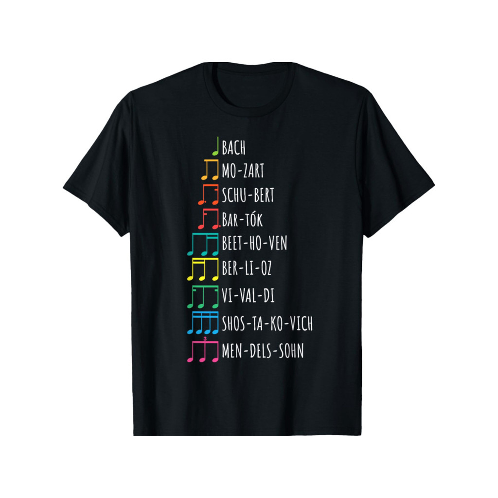 Camiseta Masculina Feminina Oversized Estampa Notas Musicais Coloridas e Compositores Clássicos T-shirt Streetwear
