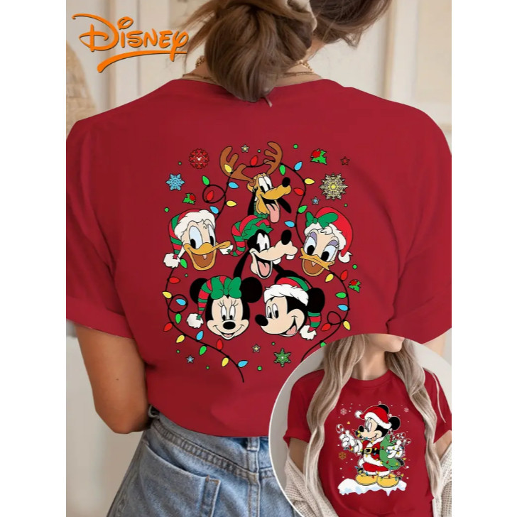 Camiseta Natal Trend em Família Personagens Mickey Frente Costas Novo! Academia Algodão Premium