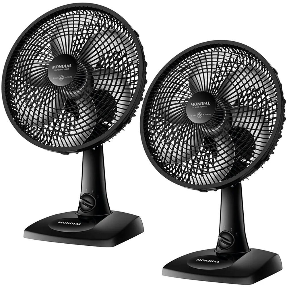 Kit 2 Ventiladores de mesa 30 cm 6 pás com 3 velocidades VSP-30-B Mondial