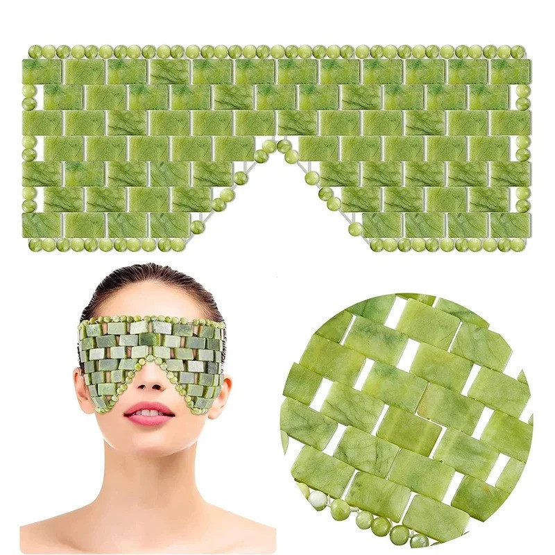 LD4M WQZJ Natural Jade Eye Máscara Refrescante Massageador Ferramenta para Cuidados com os Olhos Pedra