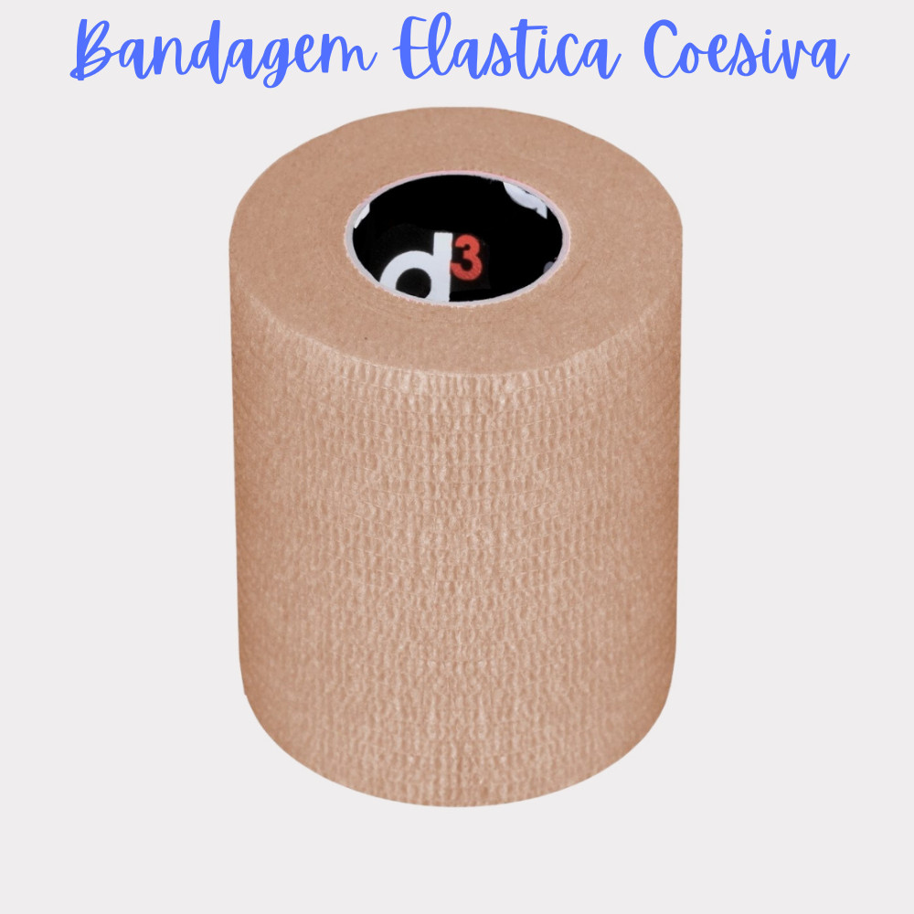 Bandagem Elástica Coesiva D3 7,5cm x 5mt Bege Atadura Autoadesiva Compressiva Ortopédica