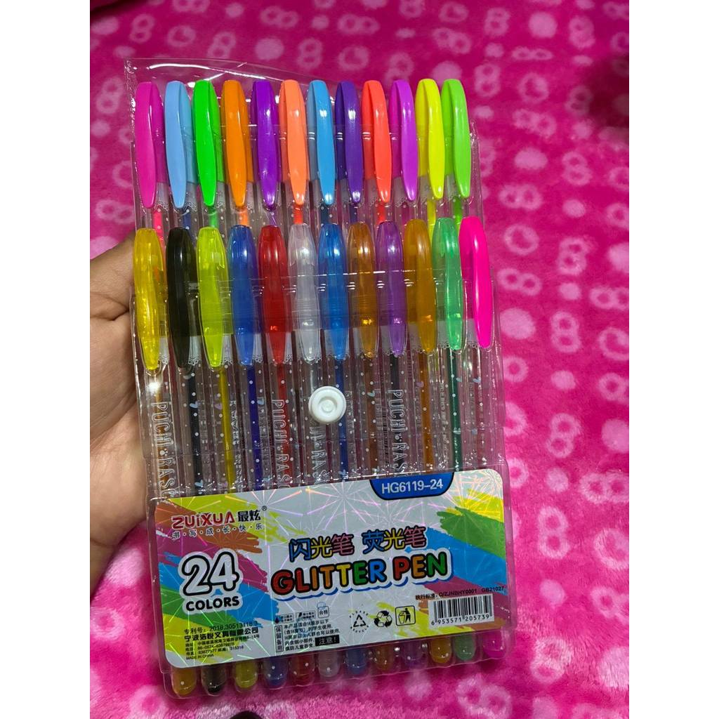 Canetinha de glitter em gel - 24 cores