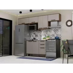 Cozinha Compacta 6 Peças Sem Tampo Com Nicho Micoondas Luna Nogueira Dourado/cinammon