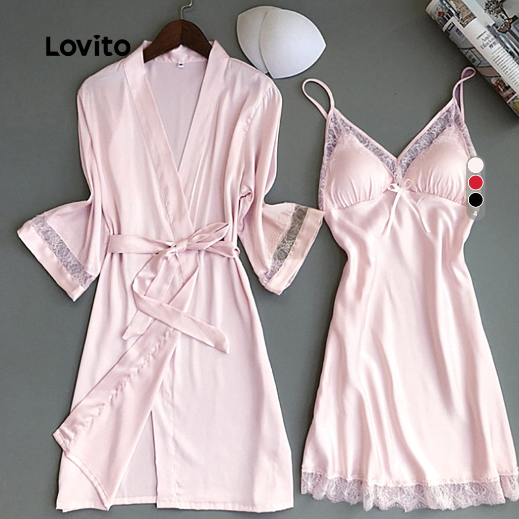 Lovito 2 Peças: Vestido Noturno Sem Alças com Elegante com Rendado Mãe/Verão para Mulheres LNE121142 em Oferta na Shopee