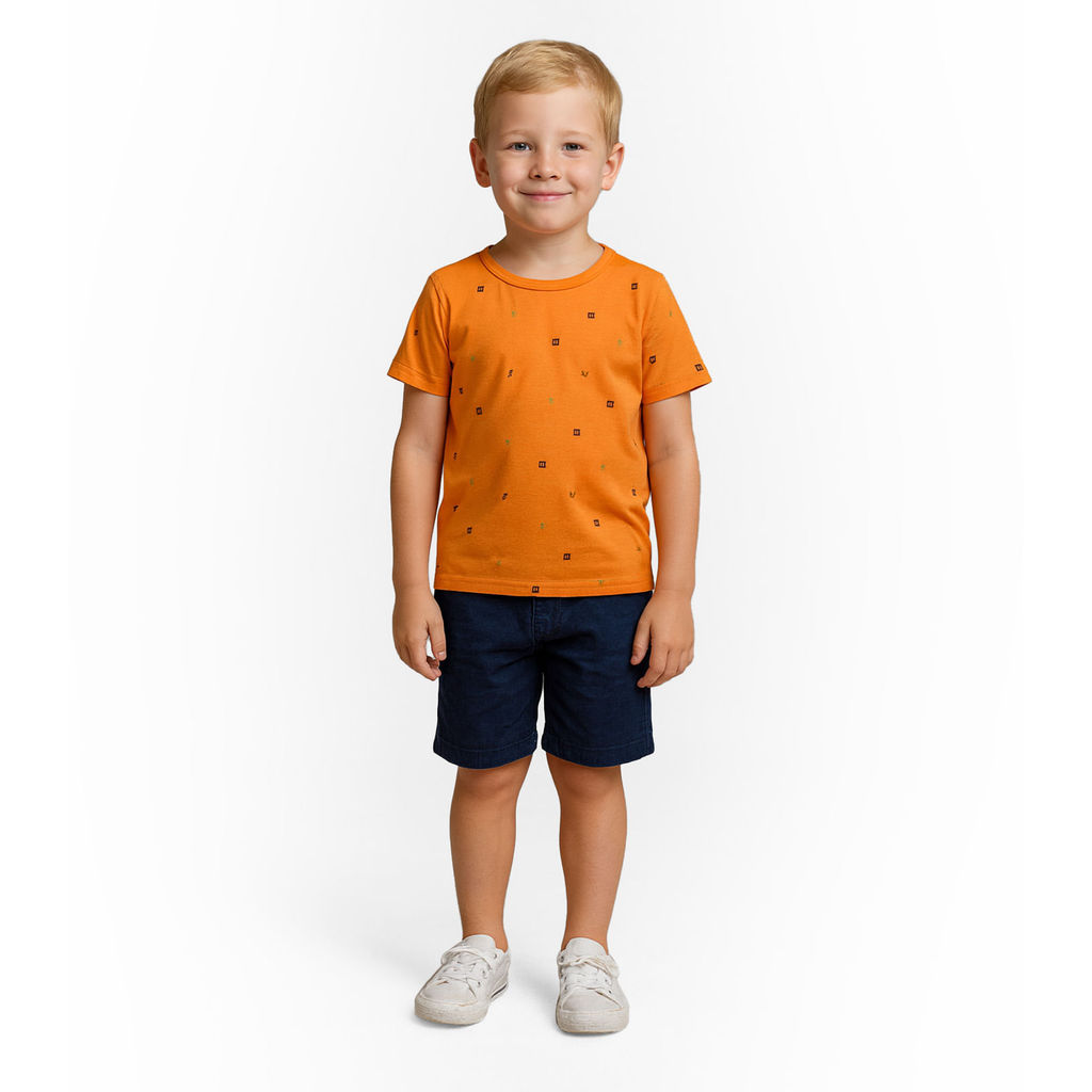 Camiseta Infantil Masculina Infinita Cor Laranja