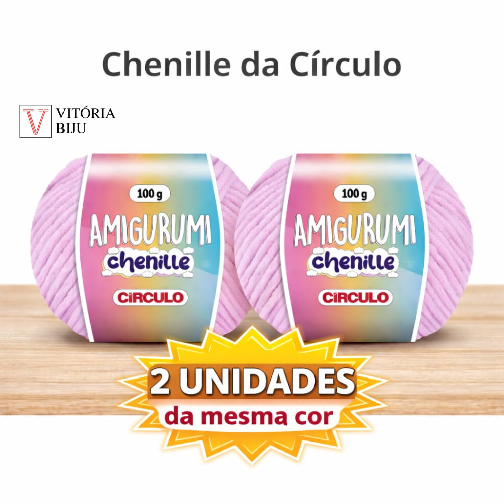 Kit de Linha Fio Amigurumi Chenille Circulo 100g - 110m - kit com 2 cores iguais