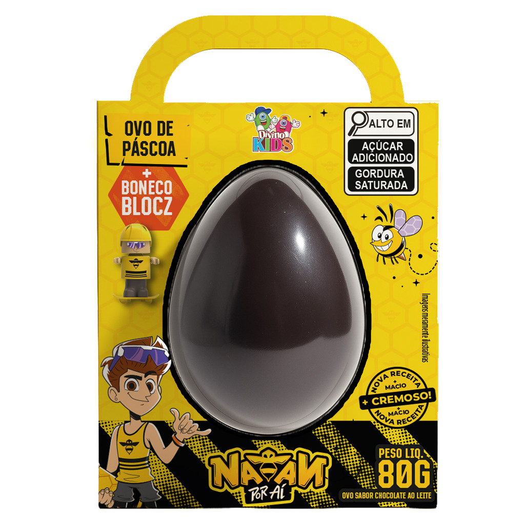 Ovo de Pascoa Chocolate Ao Leite Natan Por Aí 80g em Oferta na Shopee