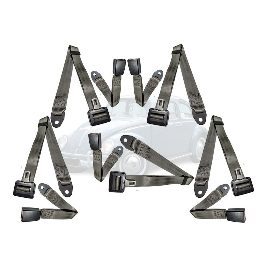 Kit Cinto De Segurança Completo 5 Bancos 2 Pts Cinza Fusca