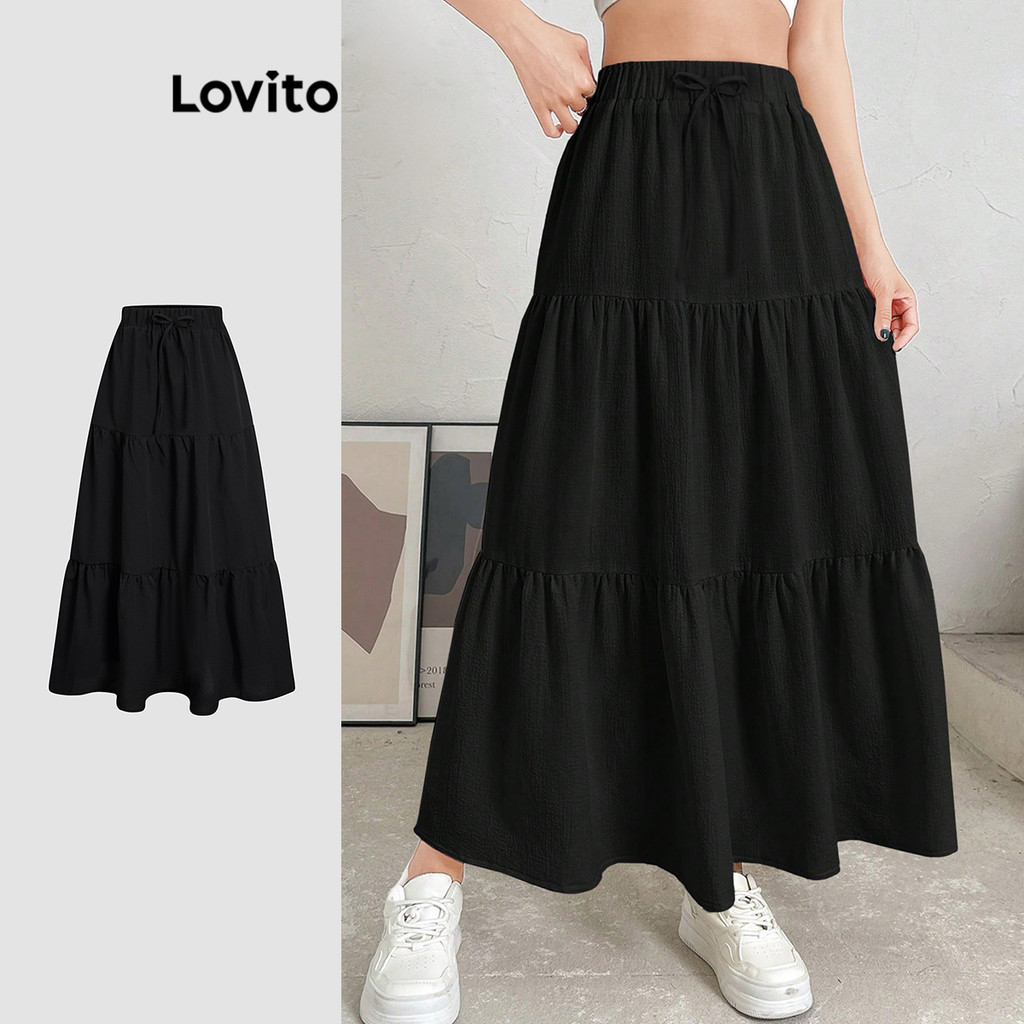 Lovito Saia Casual Com Estrutura Lisa E Saia De Verão/primavera Para Mulheres L118ED149 em Oferta na Shopee