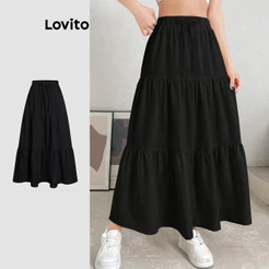 Lovito Casual Saia Com Estrutura Lisa E Saia De Verão/primavera Para Mulheres L118ED149