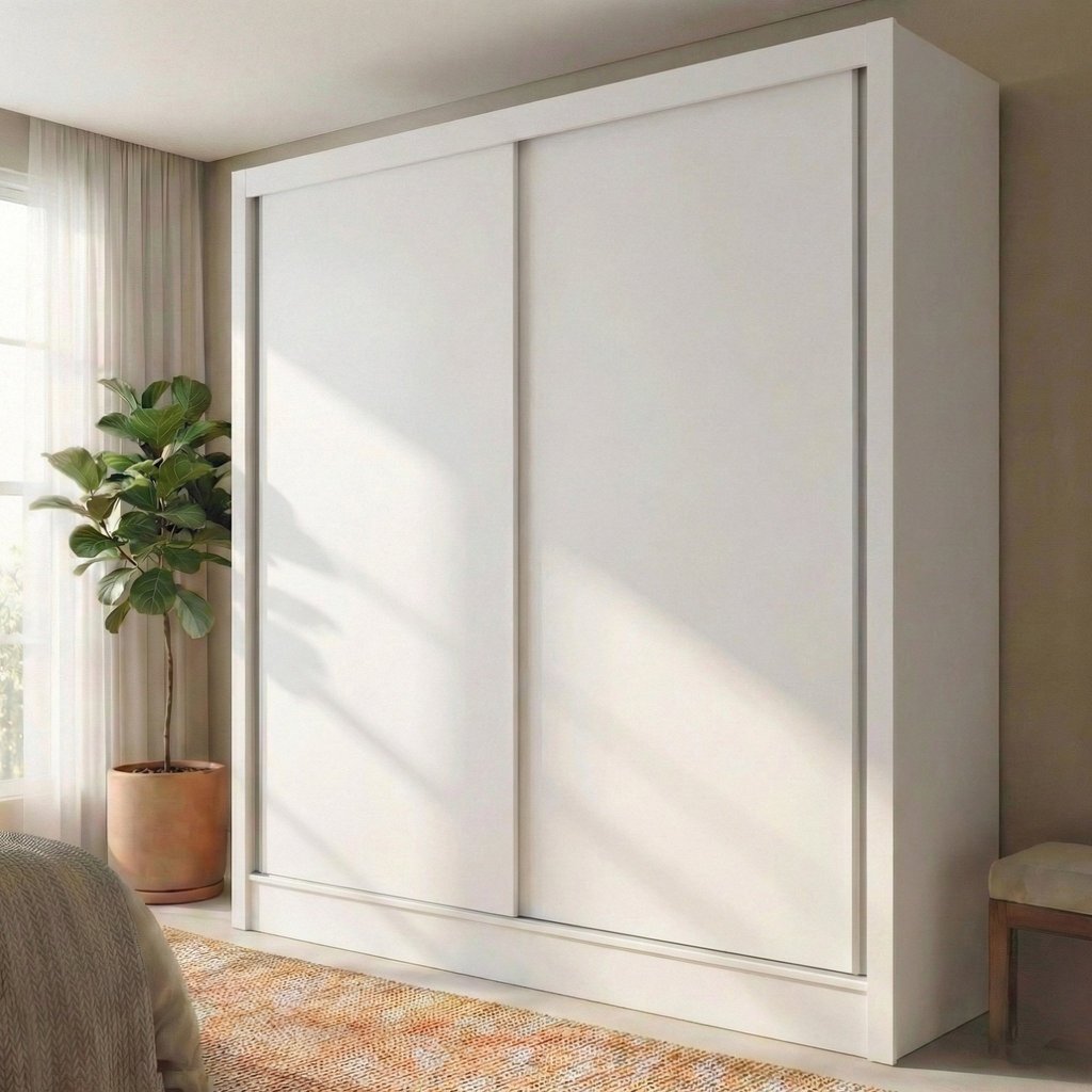 Guarda-Roupa Solteiro 2 Portas de Correr e 2 Gavetas Peônia Yescasa Branco/Amendola Touch Branco