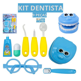 Kit Dentista de Brinquedo com 9 Peças Azul – Brinquedo Educativo Interativo em Oferta na Shopee
