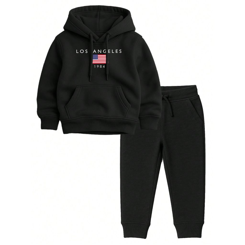 Conjunto Moletom Infantil Blusa De Frio Canguru E Calça Los Angeles