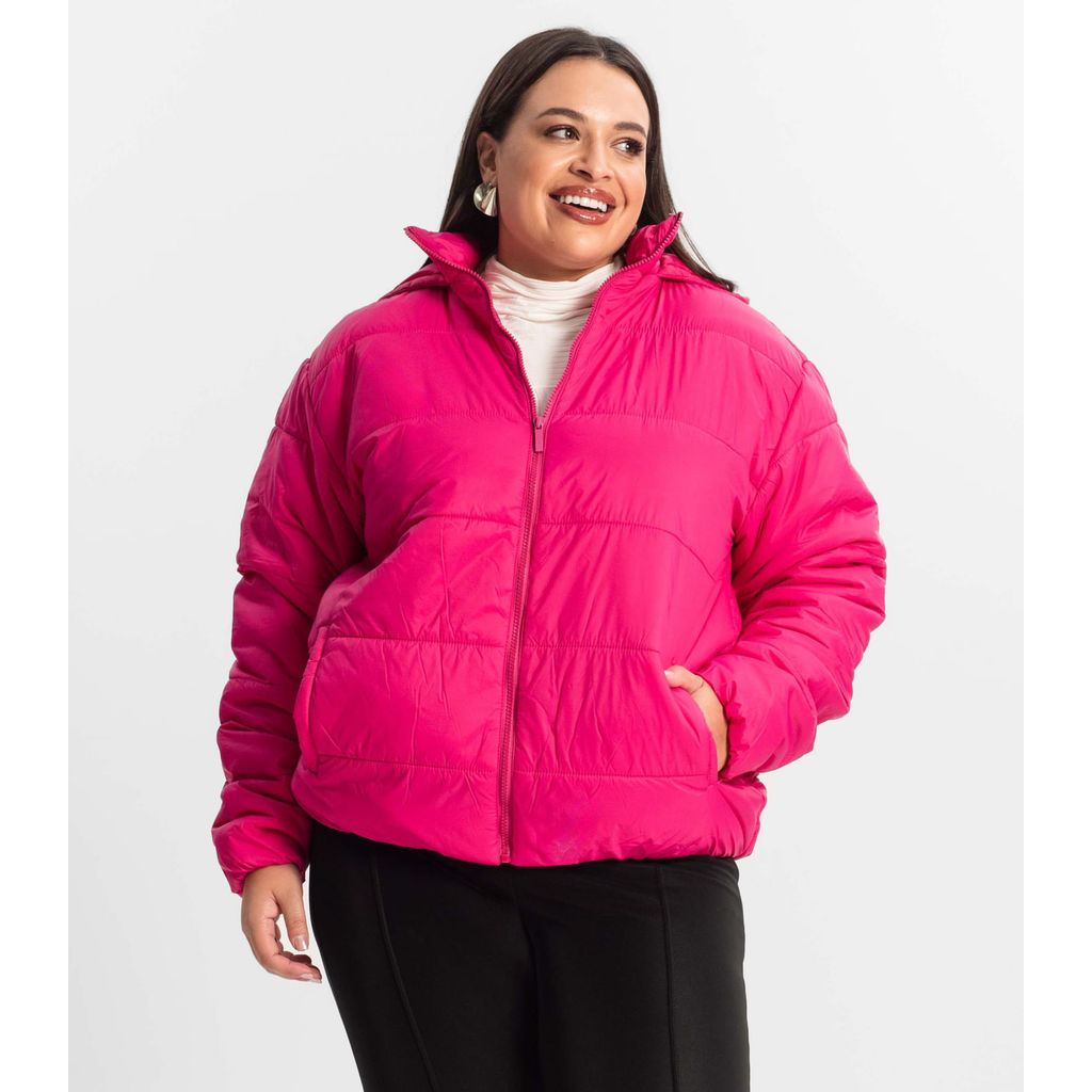 Jaqueta Microfibra Feminina Plus Size Secret Glam Rosa