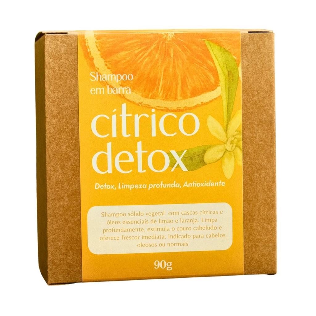 Shampoo Detox Cabelos Oleosos Sólido Natural Cítrico - Limpeza Profunda Vegano Em Barra