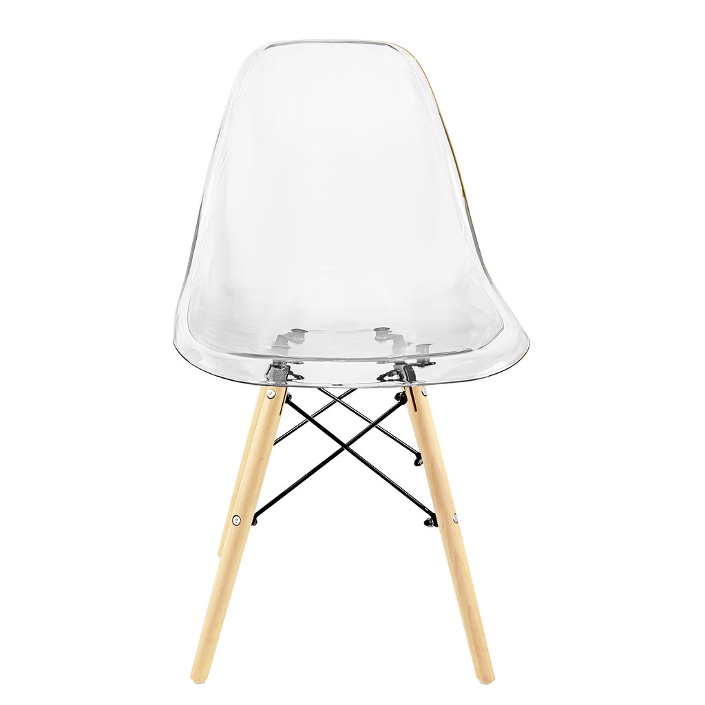 Kit 2 Cadeiras Charles Eames Cristal Eiffel Wood Designer Transparente · foto 2