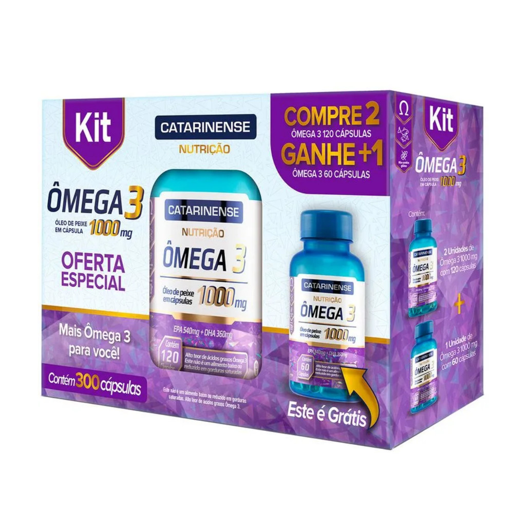 Kit Ômega 3 1000mg Com 300 Cápsulas Catarinense em Oferta na Shopee